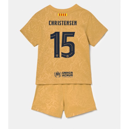 Barcelona Andreas Christensen #15 Bortedraktsett Barn 2022-23 Kortermet (+ Korte bukser) Barcelona Andreas Christensen #15 Bortedraktsett Barn 2022-23 Kortermet (+ Korte bukser)